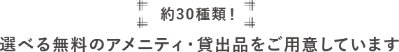 約30種類！選べる無料のアメニティ・貸出品をご用意しています